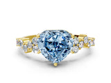 Yellow gold Fancy Blue Heart Cut Diamond Cluster Pavé Band with Four-Prong Setting_12