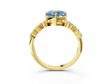 Yellow gold Fancy Blue Heart Cut Diamond Cluster Pavé Band with Four-Prong Setting_15