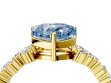 Yellow gold Fancy Blue Heart Cut Diamond Cluster Pavé Band with Four-Prong Setting_16
