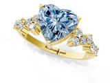 Yellow gold Fancy Blue Heart Cut Diamond Cluster Pavé Band with Four-Prong Setting_4