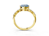 Yellow gold Fancy Blue Heart Cut Diamond Cluster Pavé Band with Four-Prong Setting_6