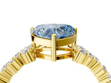 Yellow gold Fancy Blue Heart Cut Diamond Cluster Pavé Band with Four-Prong Setting_7