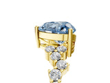 Yellow gold Fancy Blue Heart Cut Diamond Cluster Pavé Band with Four-Prong Setting_8