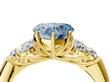 Yellow gold Fancy Blue Heart  Cut Diamond Cluster Ring with Round Accent Stones and Prong Setting on a Classic Band_53