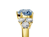 Yellow gold Fancy Blue Heart  Cut Diamond Cluster Ring with Round Accent Stones and Prong Setting on a Classic Band_54