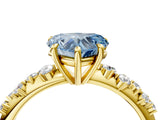 Yellow gold Fancy Blue Heart Cut Diamond Cluster Side Stone Solitaire Ring with Prong Setting_76