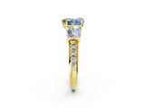 Yellow gold Fancy Blue Heart Cut Diamond Engagement Ring with Baguette Side Stones and Channel Set Band_22