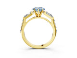 Yellow gold Fancy Blue Heart Cut Diamond Engagement Ring with Baguette Side Stones and Channel Set Band_23