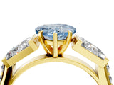 Yellow gold Fancy Blue Heart Cut Diamond Engagement Ring with Baguette Side Stones and Channel Set Band_24