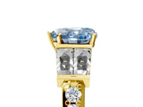 Yellow gold Fancy Blue Heart Cut Diamond Engagement Ring with Baguette Side Stones and Channel Set Band_25