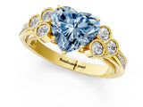 Yellow gold Fancy Blue Heart  Cut Diamond Engagement Ring with Bezel Set Round Side Stones and Prong Setting_49