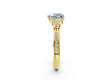 Yellow gold Fancy Blue Heart  Cut Diamond Engagement Ring with Bezel Set Round Side Stones and Prong Setting_50