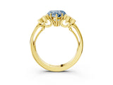 Yellow gold Fancy Blue Heart  Cut Diamond Engagement Ring with Bezel Set Round Side Stones and Prong Setting_51
