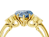 Yellow gold Fancy Blue Heart  Cut Diamond Engagement Ring with Bezel Set Round Side Stones and Prong Setting_52