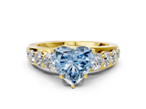 Yellow gold Fancy Blue Heart  Cut Diamond Engagement Ring with Pavé Band and Four-Prong Setting_3