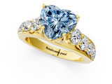 Yellow gold Fancy Blue Heart  Cut Diamond Engagement Ring with Pavé Band and Four-Prong Setting_4