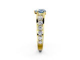 Yellow gold Fancy Blue Heart  Cut Diamond Engagement Ring with Pavé Band and Four-Prong Setting_5