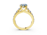 Yellow gold Fancy Blue Heart  Cut Diamond Engagement Ring with Pavé Band and Four-Prong Setting_6