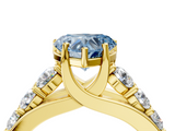 Yellow gold Fancy Blue Heart  Cut Diamond Engagement Ring with Pavé Band and Four-Prong Setting_7