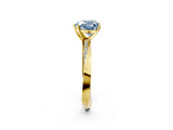 Yellow gold Fancy Blue Heart Cut Diamond Engagement Ring with Side Stone Accents and Four-Prong Setting_2