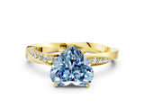 Yellow gold Fancy Blue Heart Cut Diamond Engagement Ring with Side Stone Accents and Four-Prong Setting_72