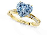 Yellow gold Fancy Blue Heart Cut Diamond Engagement Ring with Side Stone Accents and Four-Prong Setting_73