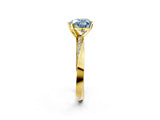 Yellow gold Fancy Blue Heart Cut Diamond Engagement Ring with Side Stone Accents and Four-Prong Setting_74