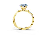 Yellow gold Fancy Blue Heart Cut Diamond Engagement Ring with Side Stone Accents and Four-Prong Setting_75