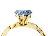 Yellow gold Fancy Blue Heart Cut Diamond Engagement Ring with Side Stone Accents and Four-Prong Setting_76
