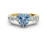 Yellow gold Fancy Blue Heart  Cut Diamond Five-Stone Prong Set White Gold Ring_27