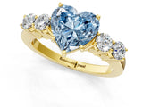 Yellow gold Fancy Blue Heart  Cut Diamond Five-Stone Prong Set White Gold Ring_28