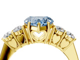 Yellow gold Fancy Blue Heart  Cut Diamond Five-Stone Prong Set White Gold Ring_31