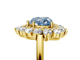 Yellow gold Fancy Blue Heart Cut Diamond Floral Double Halo Engagement Ring with Prong Setting_30