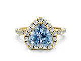 Yellow gold Fancy Blue Heart  Cut Diamond Floral Halo Engagement Ring with Pavé Band and Prong Setting_37