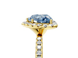 Yellow gold Fancy Blue Heart  Cut Diamond Floral Halo Engagement Ring with Pavé Band and Prong Setting_42