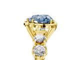 Yellow gold Fancy Blue Heart  Cut Diamond Floral Halo Engagement Ring with Shared Prong Setting 5
