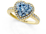 Yellow gold Fancy Blue Heart Cut Diamond Halo Engagement Ring with Pavé Band and Prong Setting_28