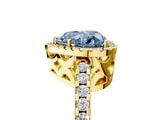 Yellow gold Fancy Blue Heart Cut Diamond Halo Engagement Ring with Pavé Band and Prong Setting_32