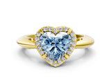Yellow gold Fancy Blue Heart  Cut Diamond Halo Engagement Ring with Split Shank and Four-Prong Setting_90