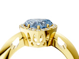 Yellow gold Fancy Blue Heart  Cut Diamond Halo Engagement Ring with Split Shank and Four-Prong Setting_94