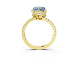Yellow gold Fancy Blue Heart Cut Diamond Halo Pave Band with Four-Prong Setting_6
