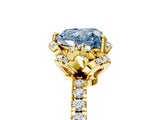 Yellow gold Fancy Blue Heart Cut Diamond Halo Pave Band with Four-Prong Setting_8