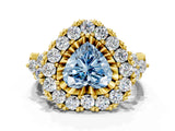 Yellow gold Fancy Blue Heart Cut Diamond Halo Ring with Pavé Band and Four-Prong Setting_41