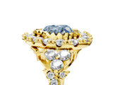 Yellow gold Fancy Blue Heart Cut Diamond Halo Ring with Pavé Band and Four-Prong Setting_46