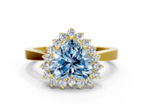 Yellow gold Fancy Blue Heart  Cut Diamond Halo Ring with Round Brilliant Halo and Solitaire Band_73