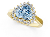Yellow gold Fancy Blue Heart  Cut Diamond Halo Ring with Round Brilliant Halo and Solitaire Band_74