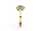 Yellow gold Fancy Blue Heart  Cut Diamond Halo Ring with Round Brilliant Halo and Solitaire Band_75