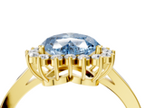 Yellow gold Fancy Blue Heart  Cut Diamond Halo Ring with Round Brilliant Halo and Solitaire Band_77