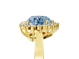 Yellow gold Fancy Blue Heart  Cut Diamond Halo Ring with Round Brilliant Halo and Solitaire Band_78
