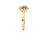 Yellow gold Fancy Blue Heart  Cut Diamond Halo Ring with Solitaire Band and Prong Setting_55